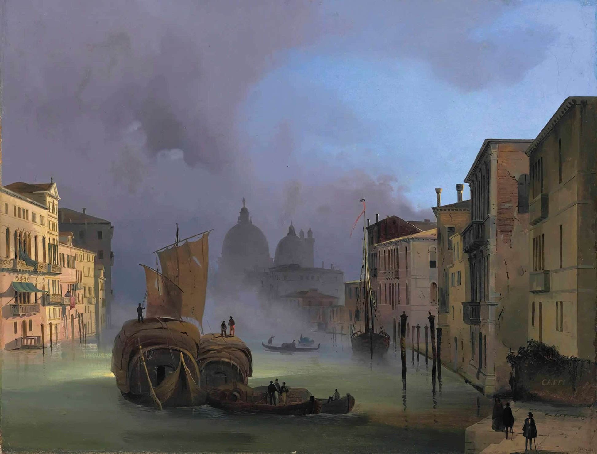 The Grand Canal Venice From The Ponte Dellaccademia With Santa Maria Della Salute by Ippolito Caffi