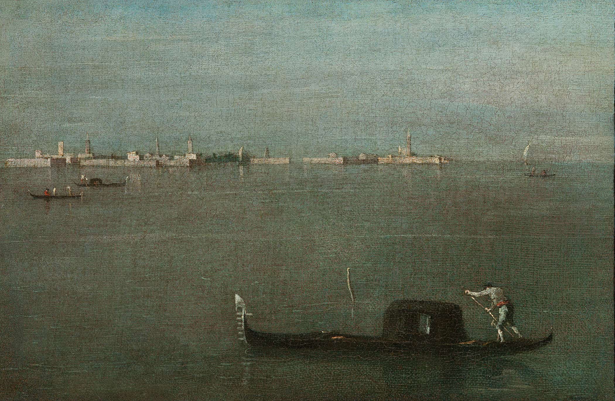 The Grey Lagoon Gondolas On The Lagoon by Francesco Guardi