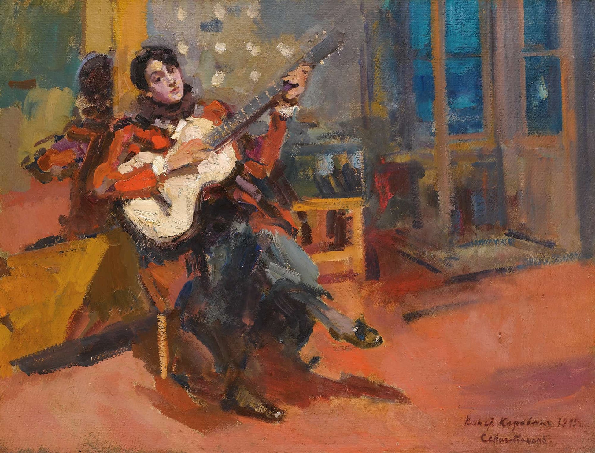 The Guitar Player by Konstantin Alexeevich Korovin