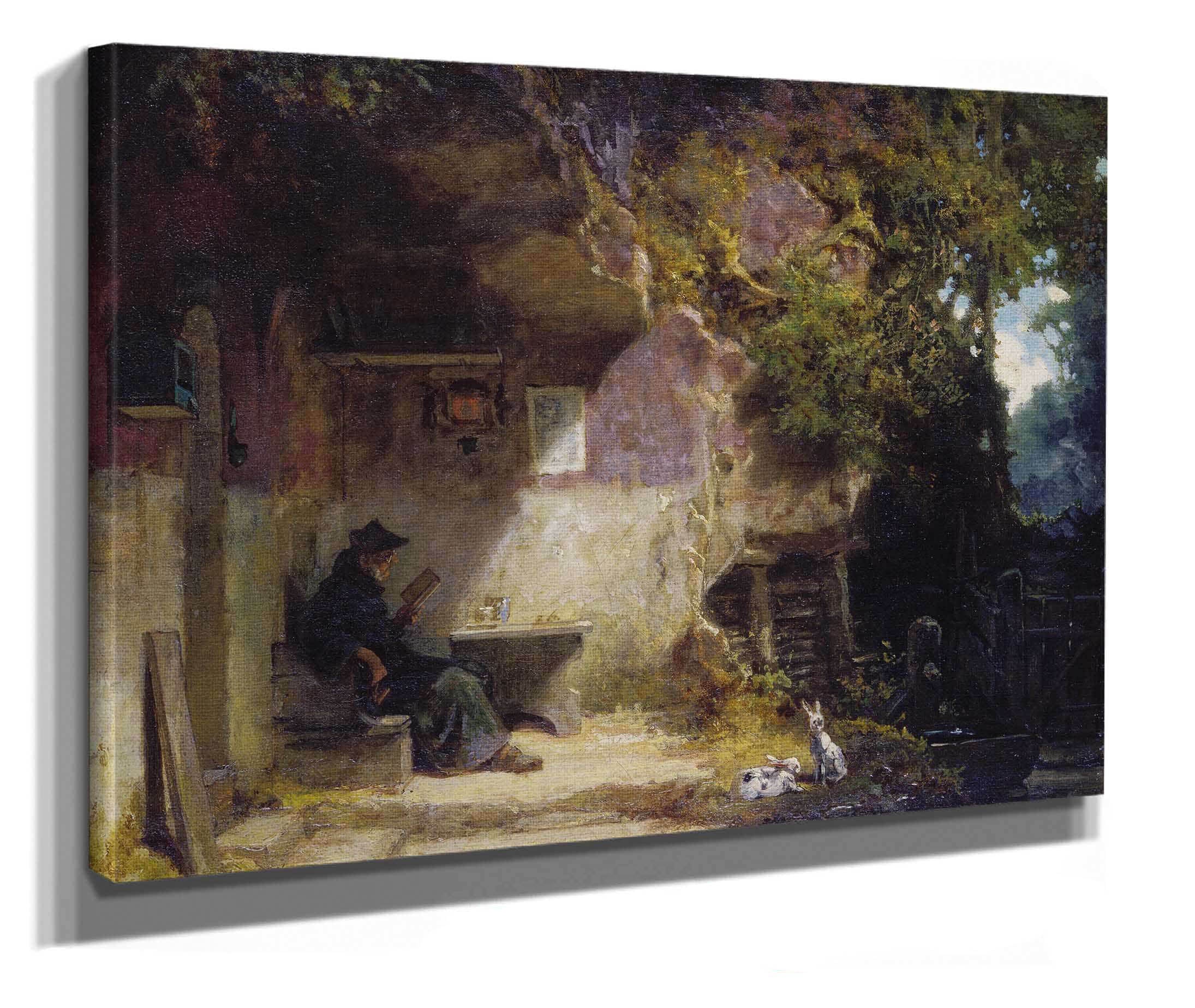 The Hermit In Front Of His Retreat by Carl Spitzweg