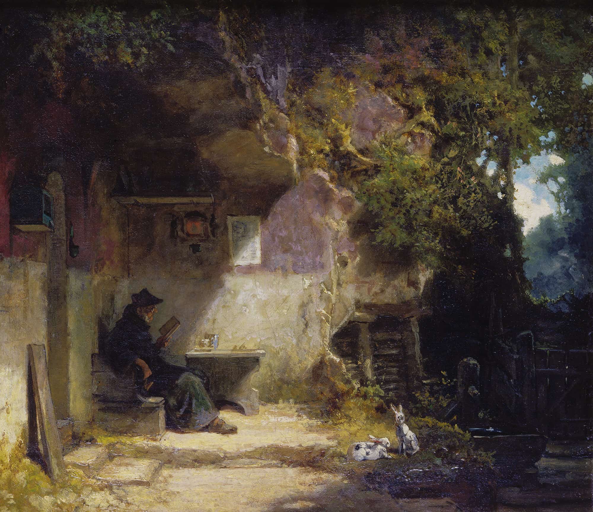 The Hermit In Front Of His Retreat by Carl Spitzweg