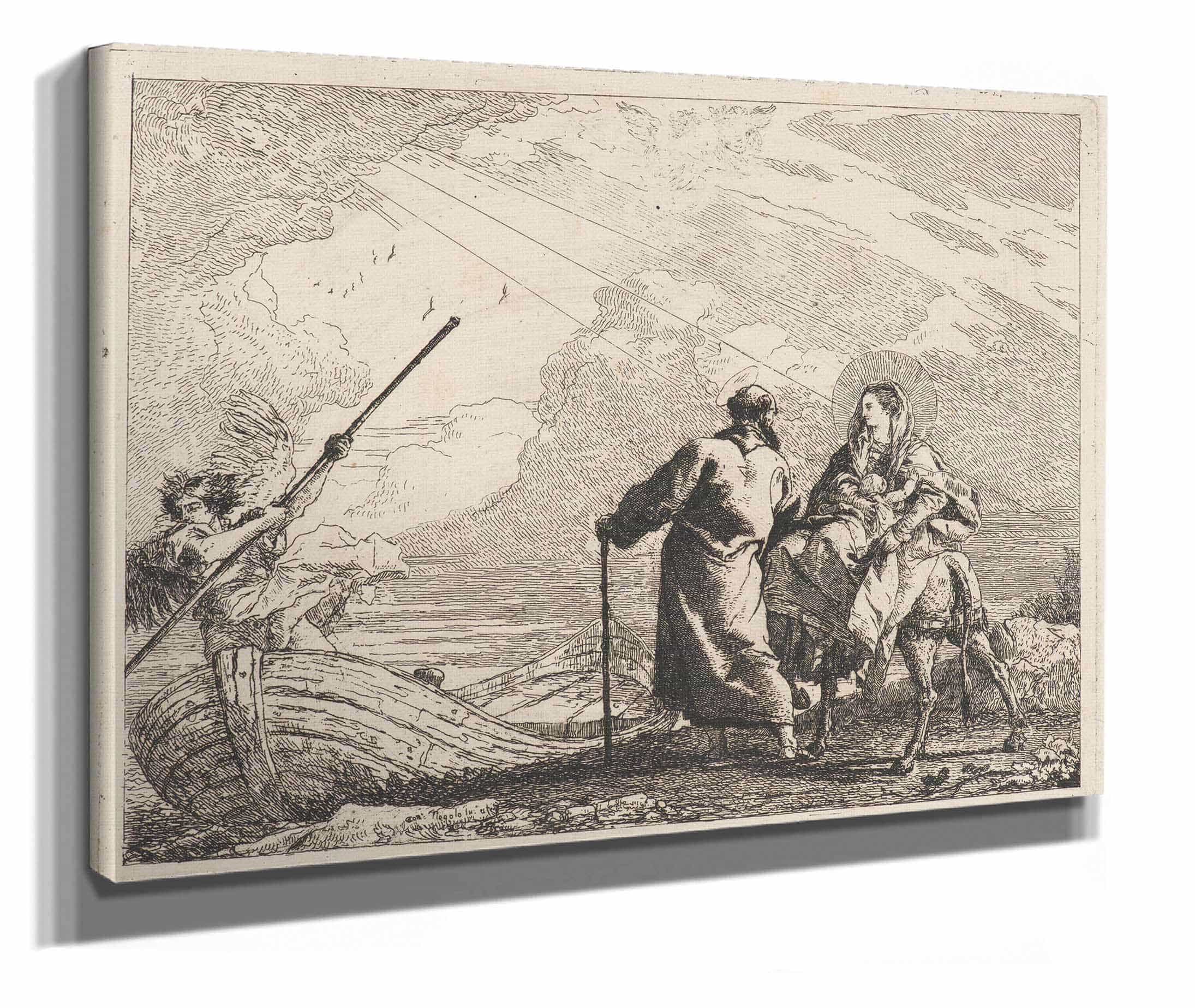 The Holy Family At The Bank Of The River  by Giovanni Domenico Tiepolo