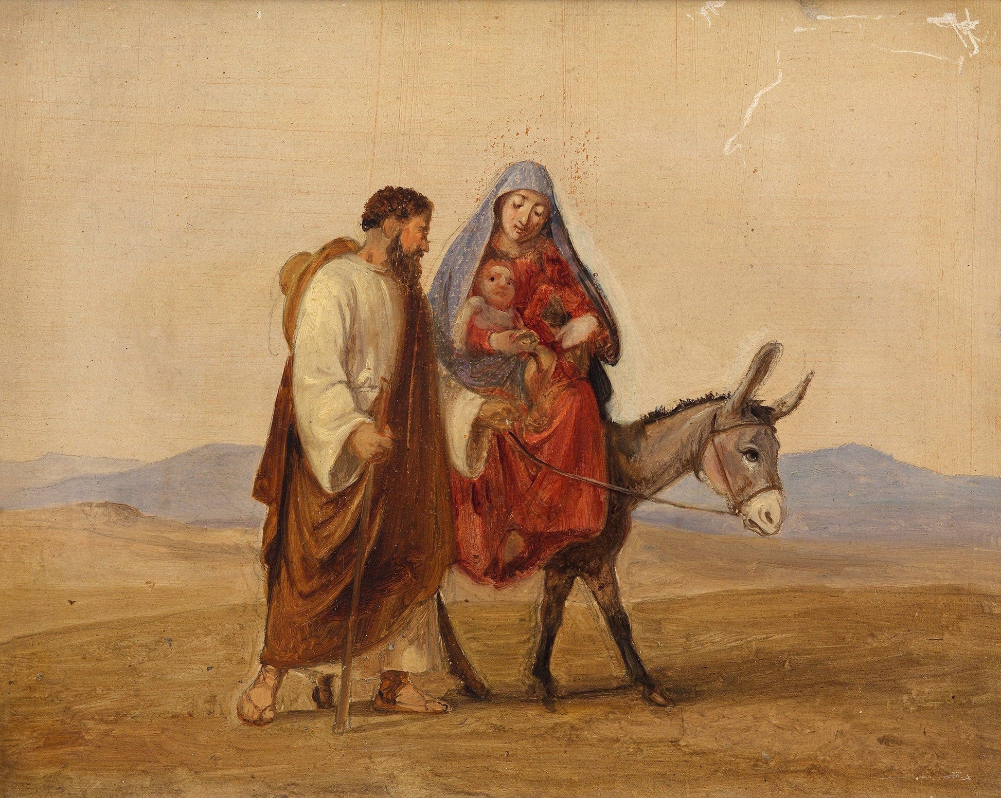 The Holy Family On The Run Sketch by Wilhelm Marstrand