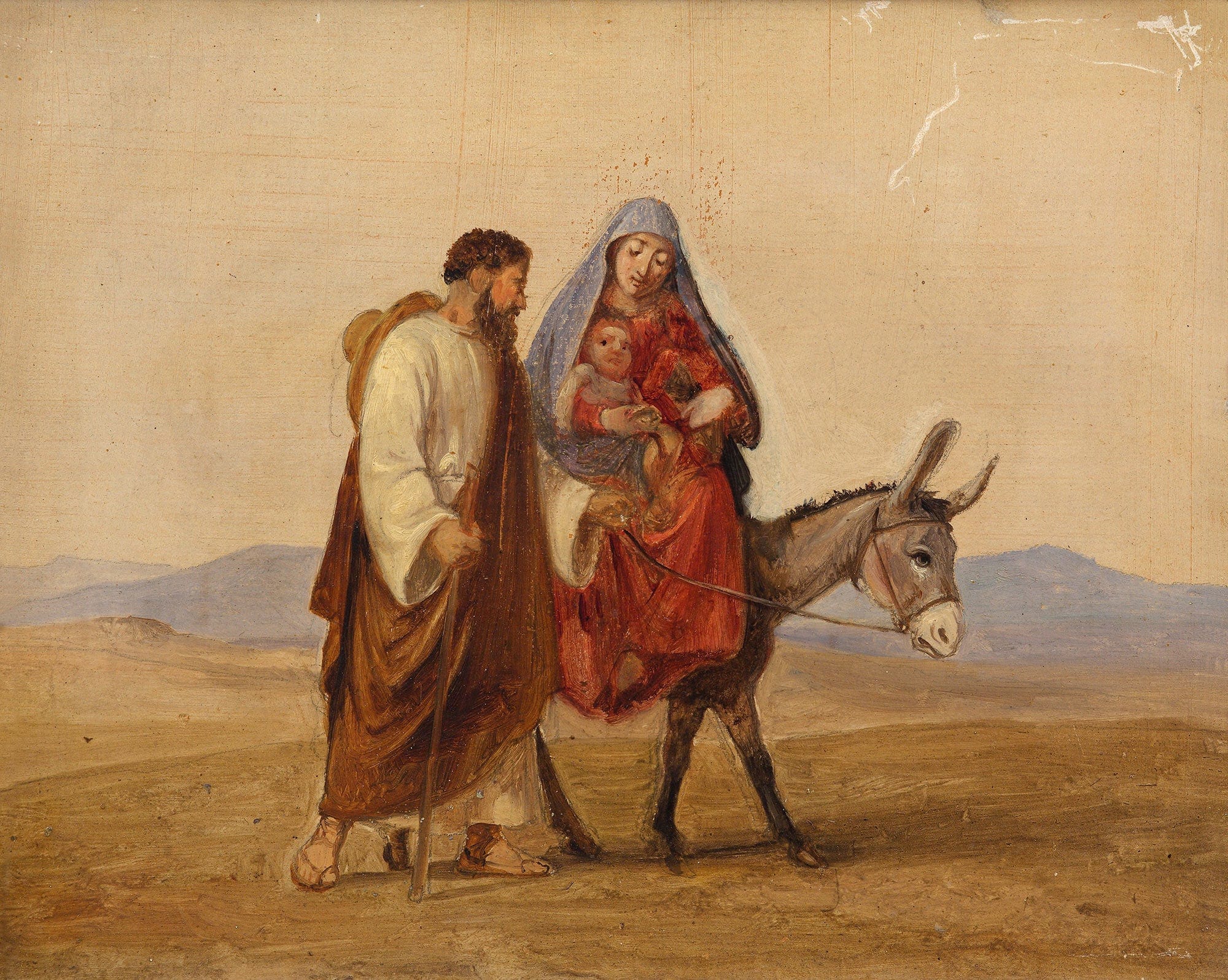 The Holy Family On The Run Sketch by Wilhelm Marstrand