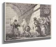 The Holy Family Passes Under A City Arch  by Giovanni Domenico Tiepolo
