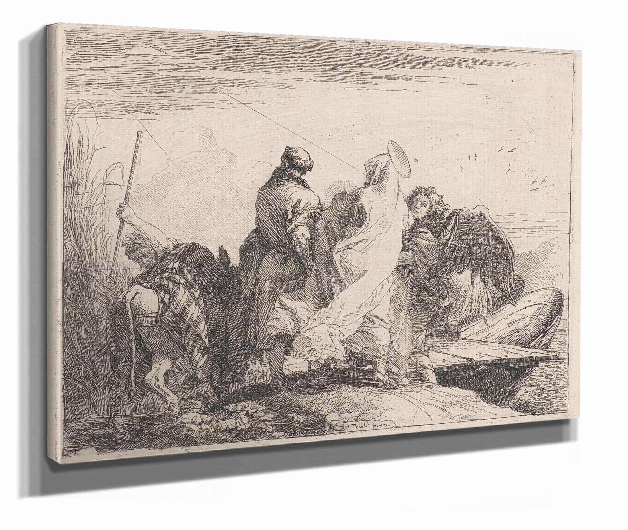 The Holy Family Preparing To Embark  by Giovanni Domenico Tiepolo