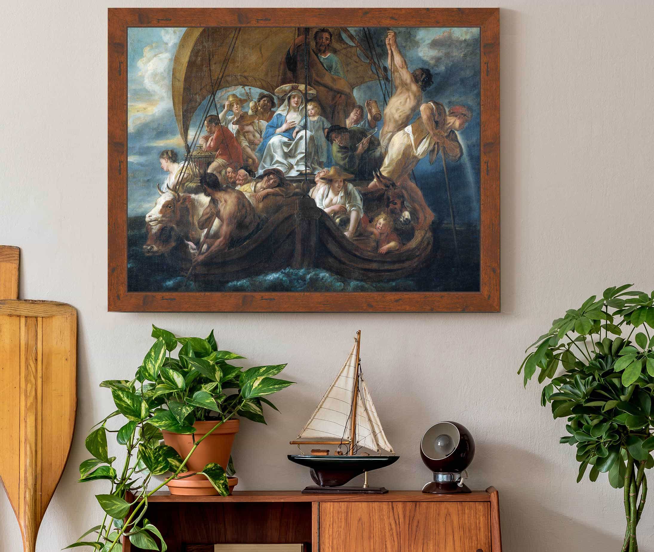 The Holy Family With Various Persons And Animals In A Boat by Jacob Jordaens