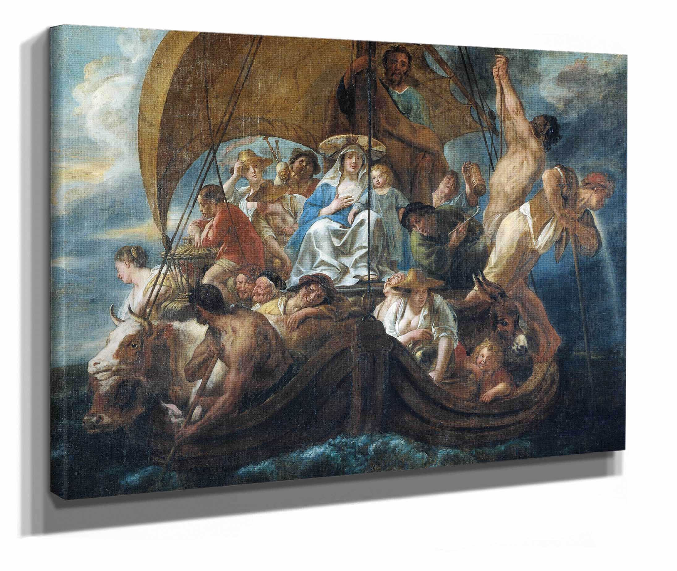 The Holy Family With Various Persons And Animals In A Boat by Jacob Jordaens