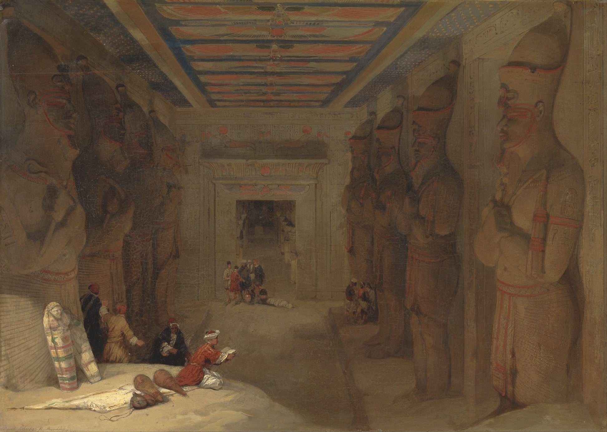 The Hypostyle Hall Of The Great Temple At Abu Simbel Egypt by David Roberts