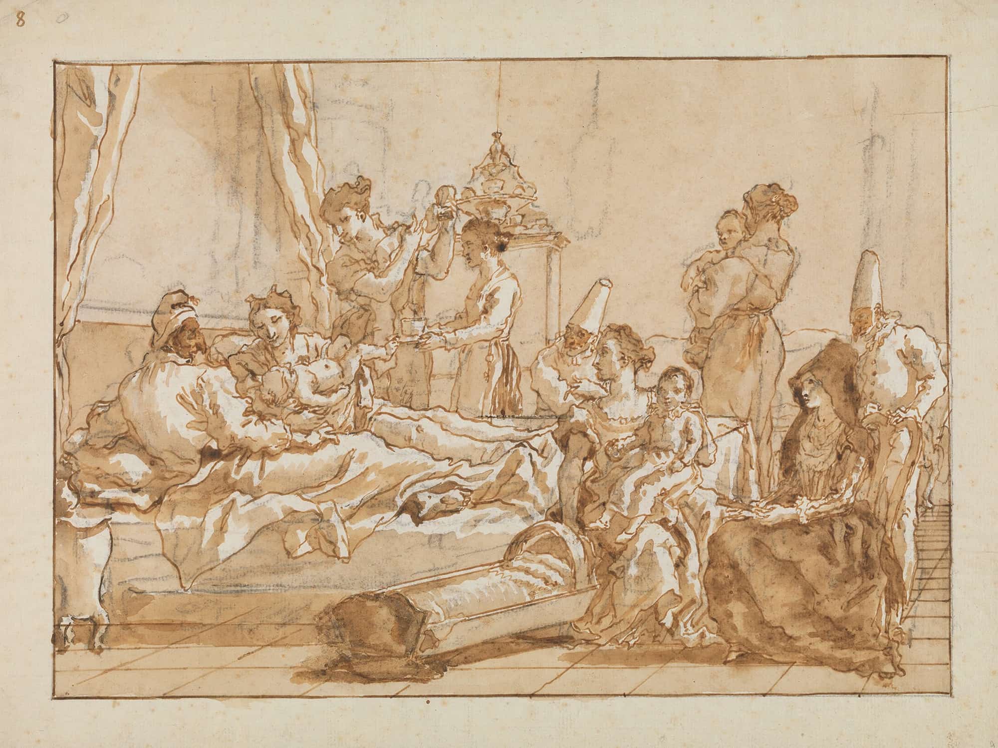 The Infant Punchinello In Bed With His Parents by Giovanni Domenico Tiepolo