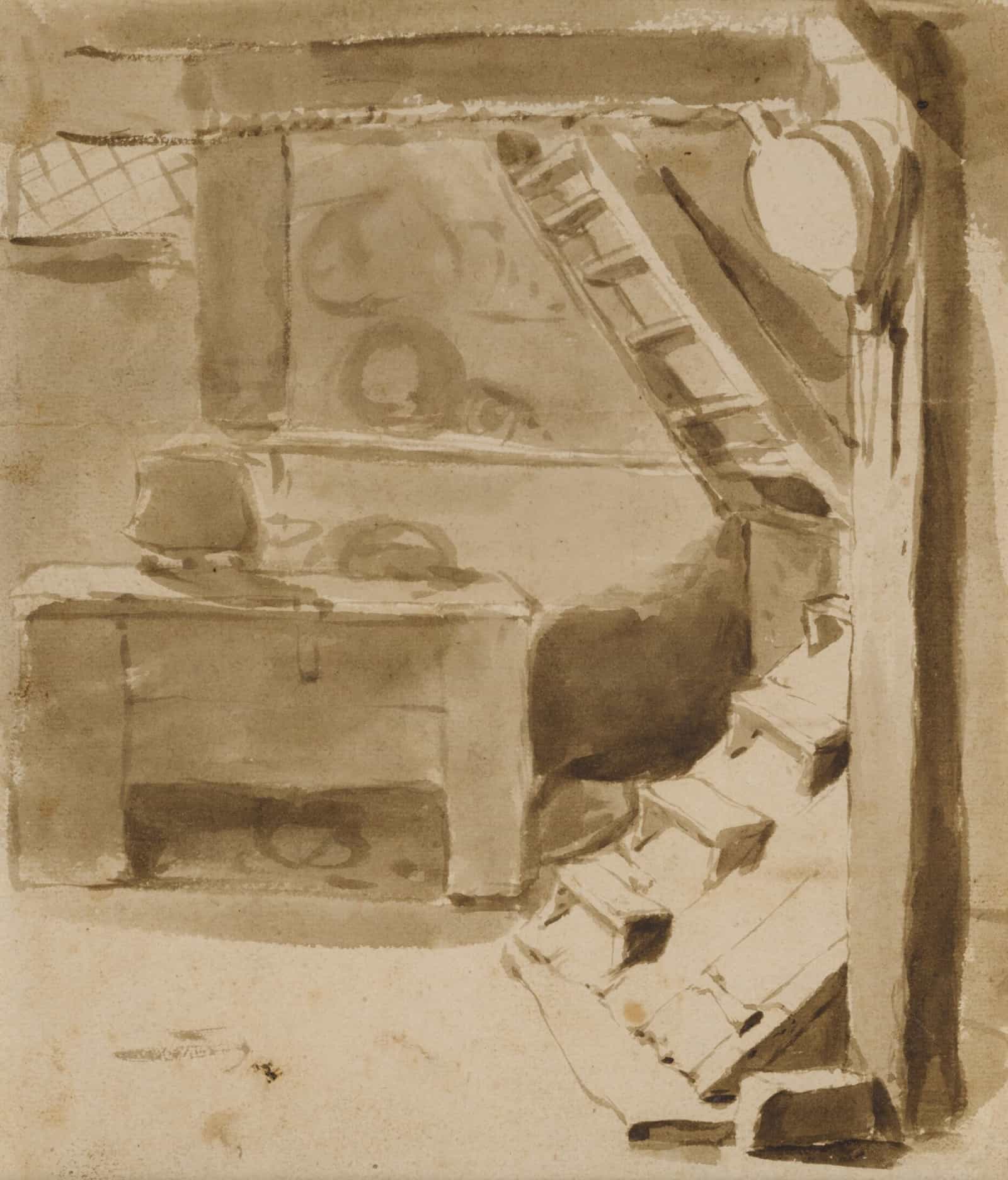 The Interior Of A Cottage by Hubert Robert
