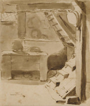 The Interior Of A Cottage by Hubert Robert