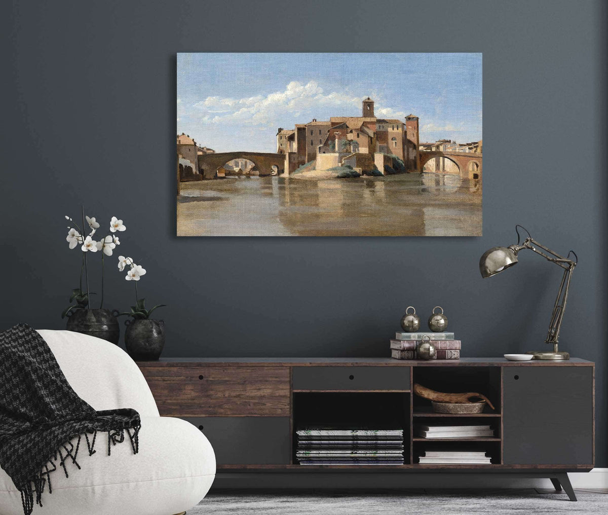 The Island And Bridge Of San Bartolomeorome by Jean Baptiste Camille Corot