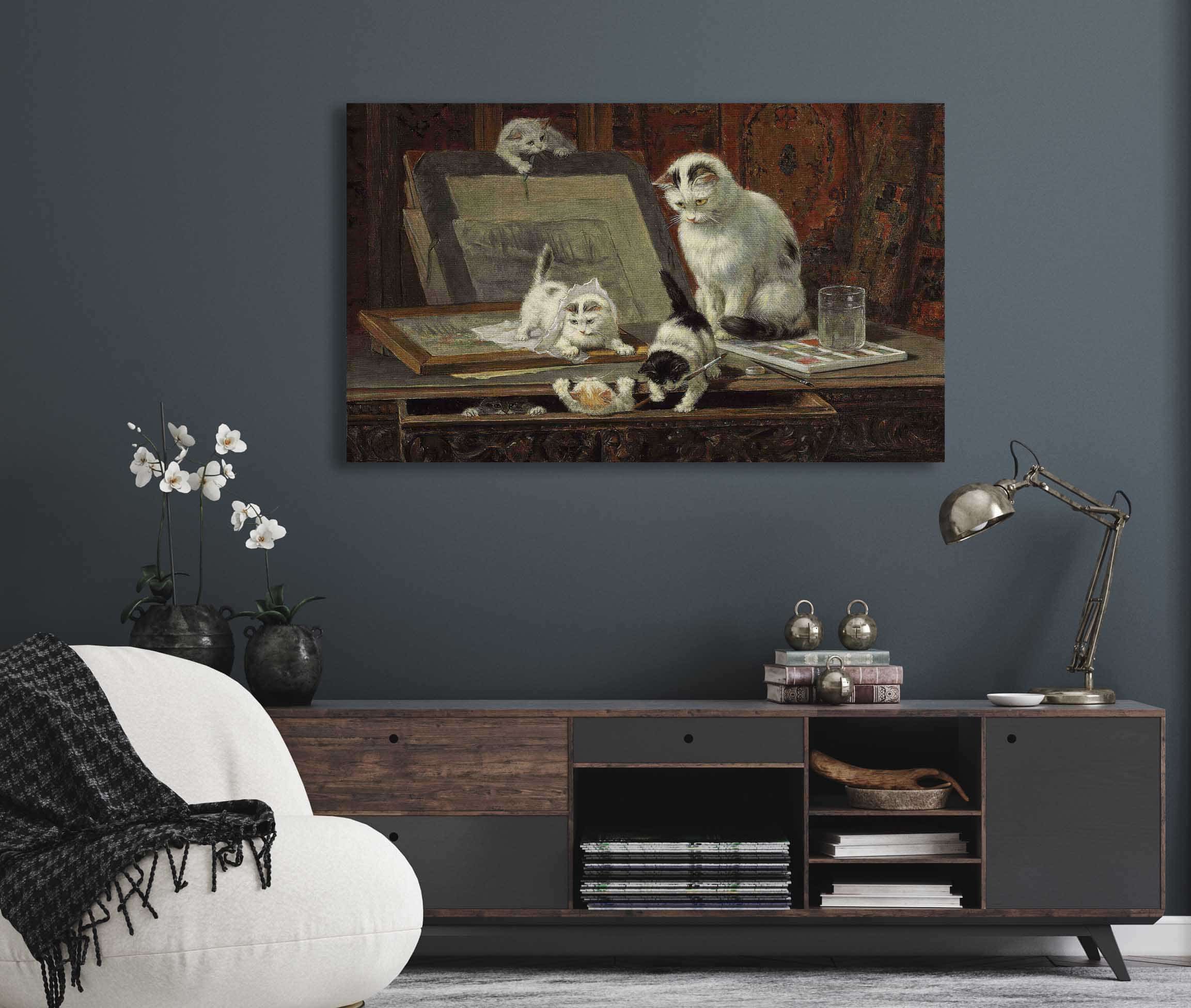 The Kittens Art Lesson by Henriette Ronner Knip