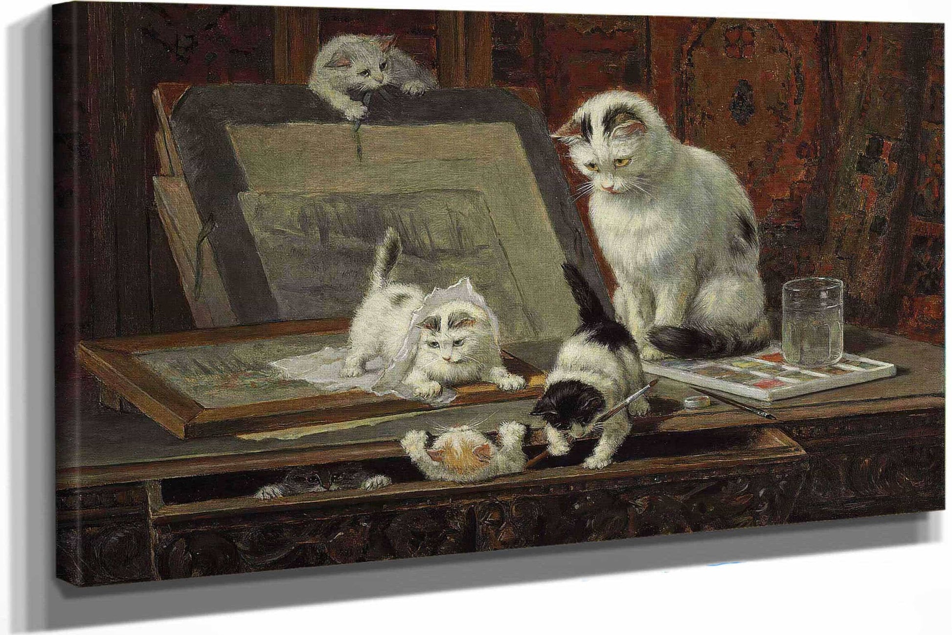 The Kittens Art Lesson by Henriette Ronner Knip