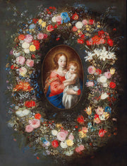 The Madonna And Child Surrounded By A Floral Garland by Jan Brueghel The Younger