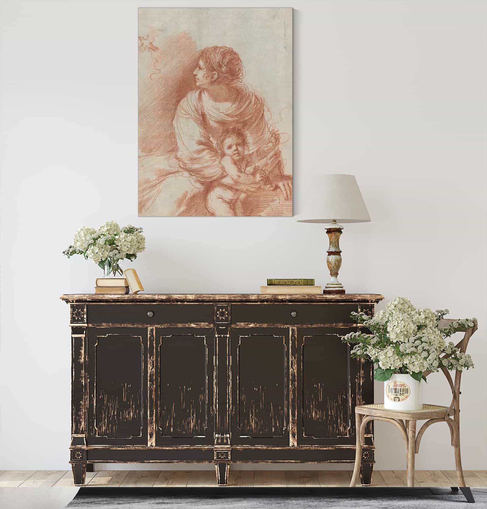 The Madonna And Child With An Escaped Goldfinch Early S by Guercino