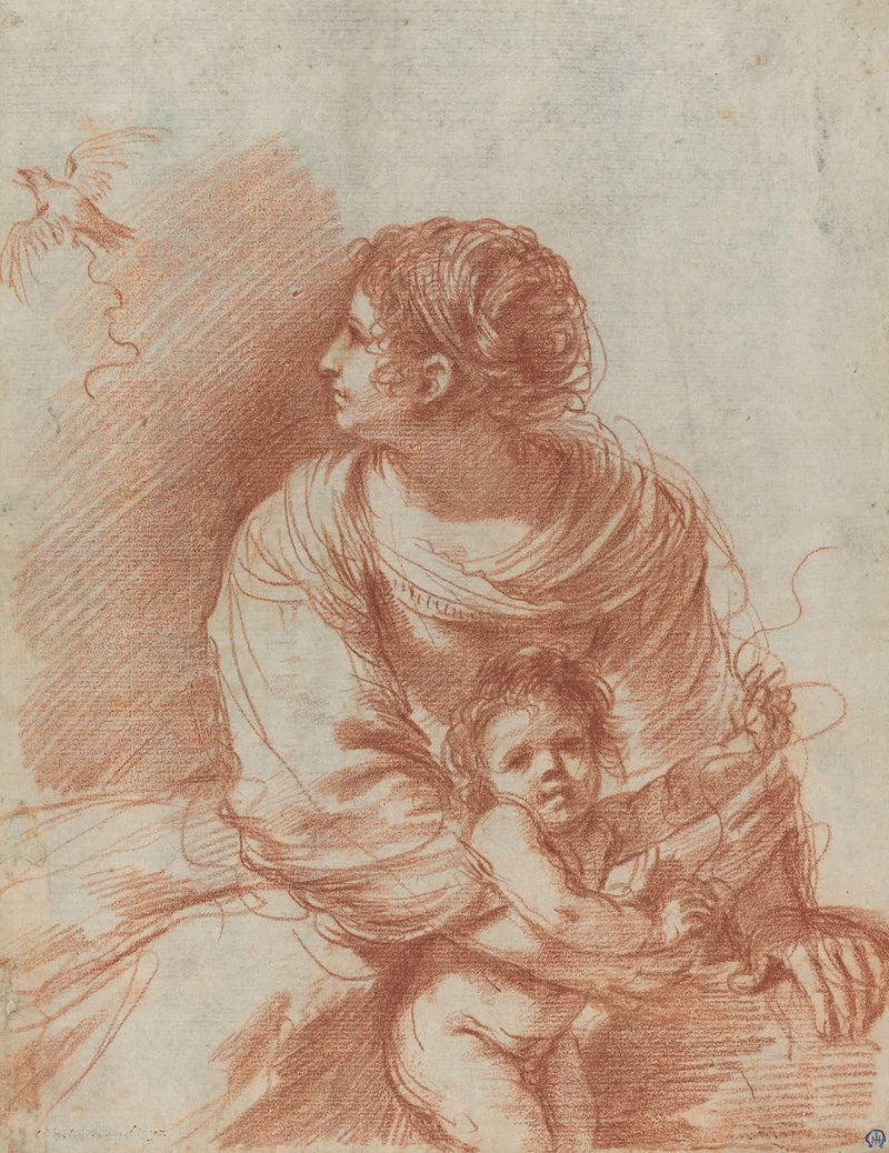 The Madonna And Child With An Escaped Goldfinch Early S by Guercino