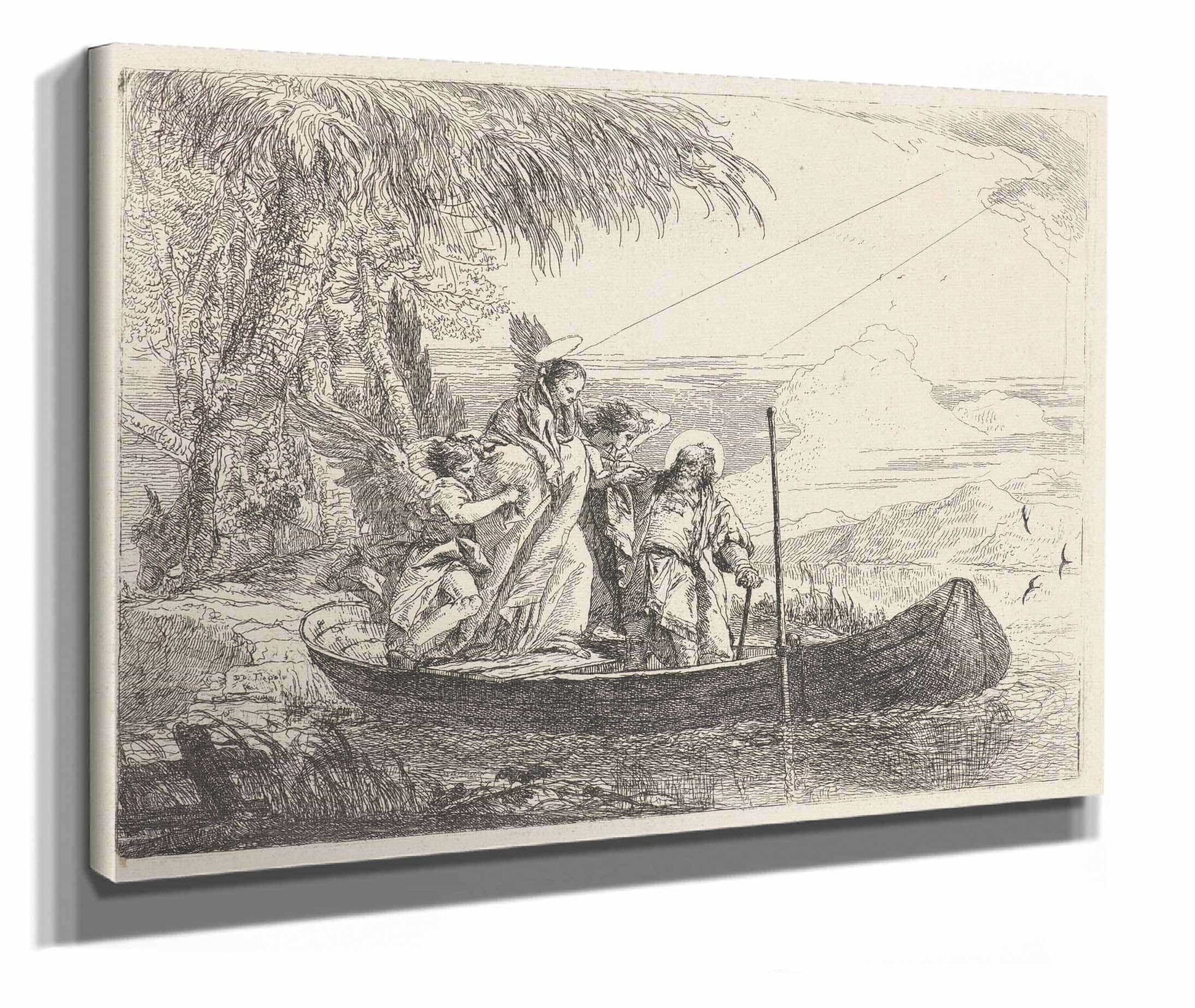 The Madonna Child And Angels Entering The Boat  by Giovanni Domenico Tiepolo