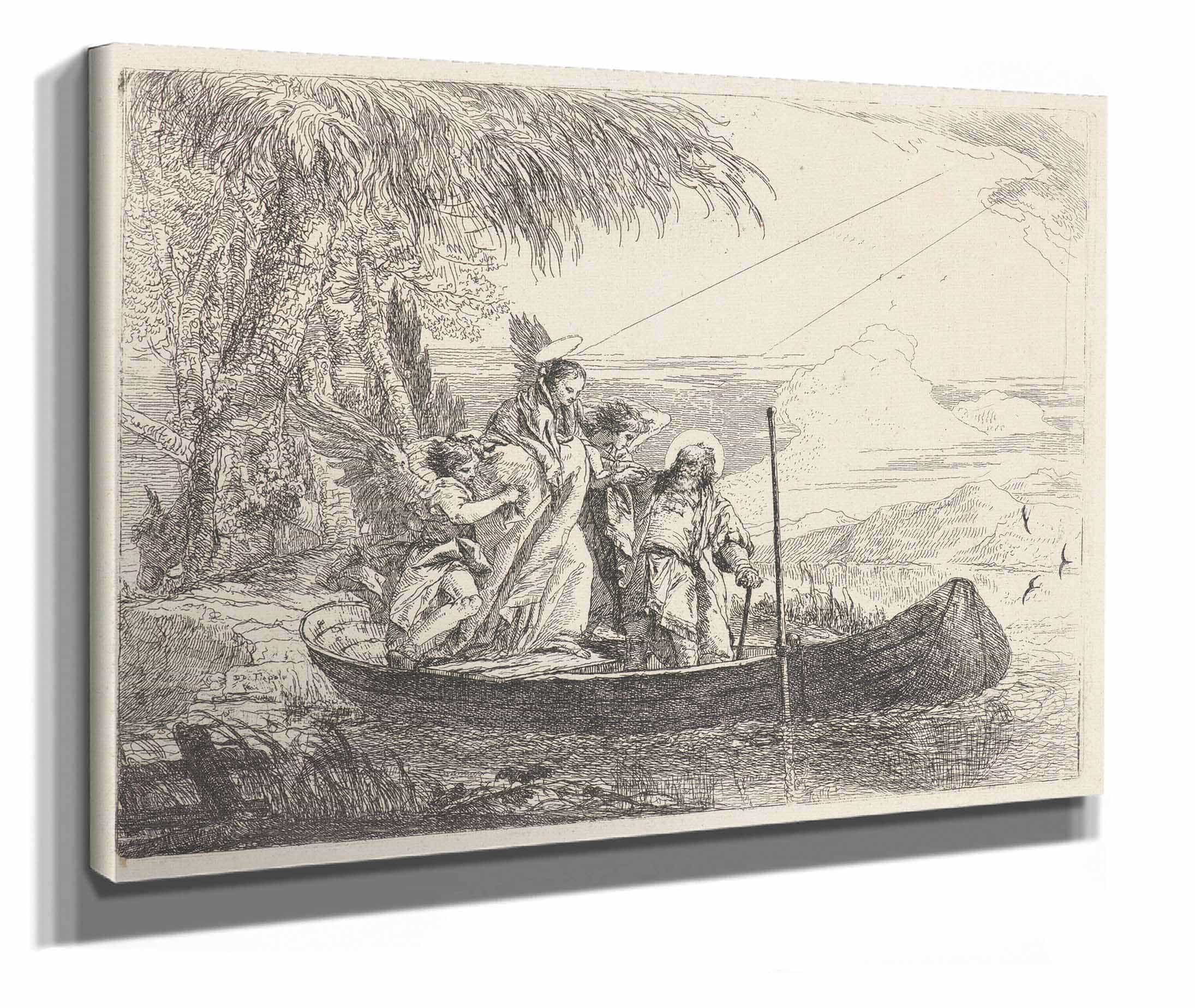 The Madonna Child And Angels Entering The Boat  by Giovanni Domenico Tiepolo