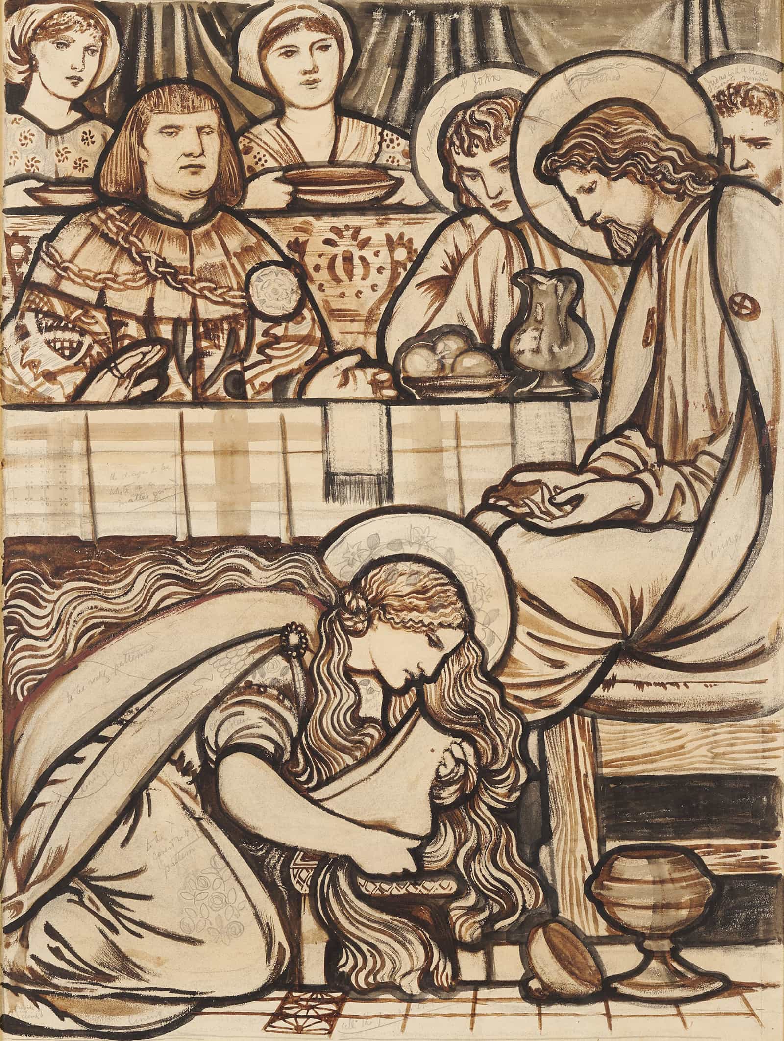 The Magdalen Anointing Christs Feet by Sir Edward Coley Burne Jones