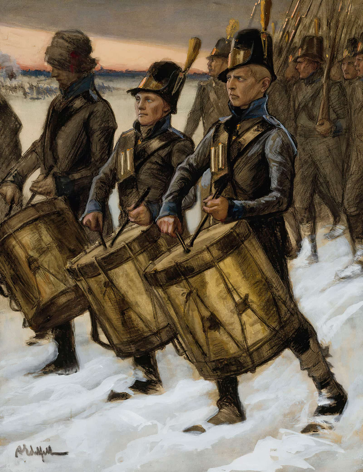 The March Of The Bjorneborg Regiment  by Albert Edelfelt