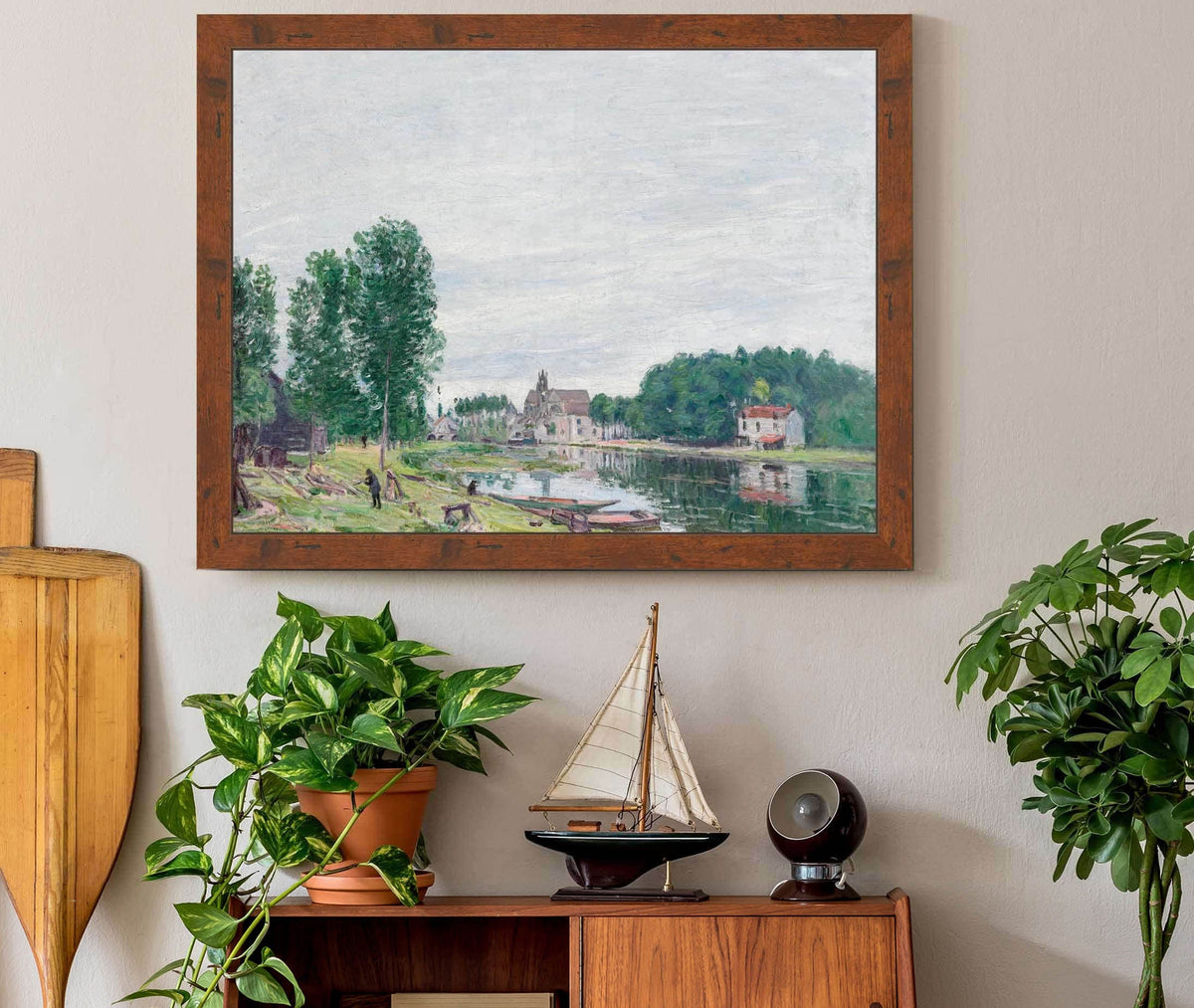 The Matrat Boatyard Moret Sur Loing Rainy Weather by Alfred Sisley