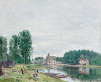 The Matrat Boatyard Moret Sur Loing Rainy Weather by Alfred Sisley