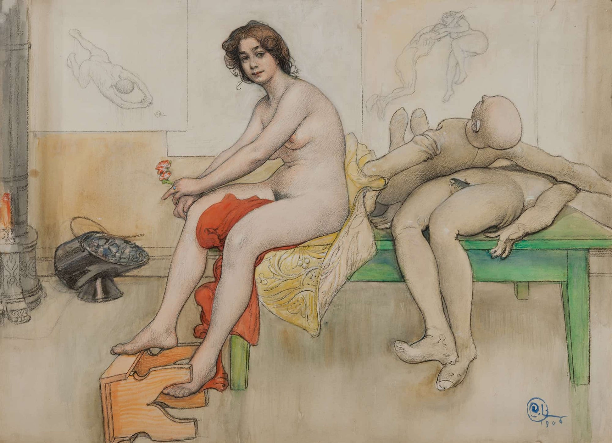 The Model And The Mannequins by Carl Larsson