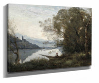 The Moored Boatman Souvenir Of An Italian Lake by Jean Baptiste Camille Corot