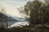 The Moored Boatman Souvenir Of An Italian Lake by Jean Baptiste Camille Corot