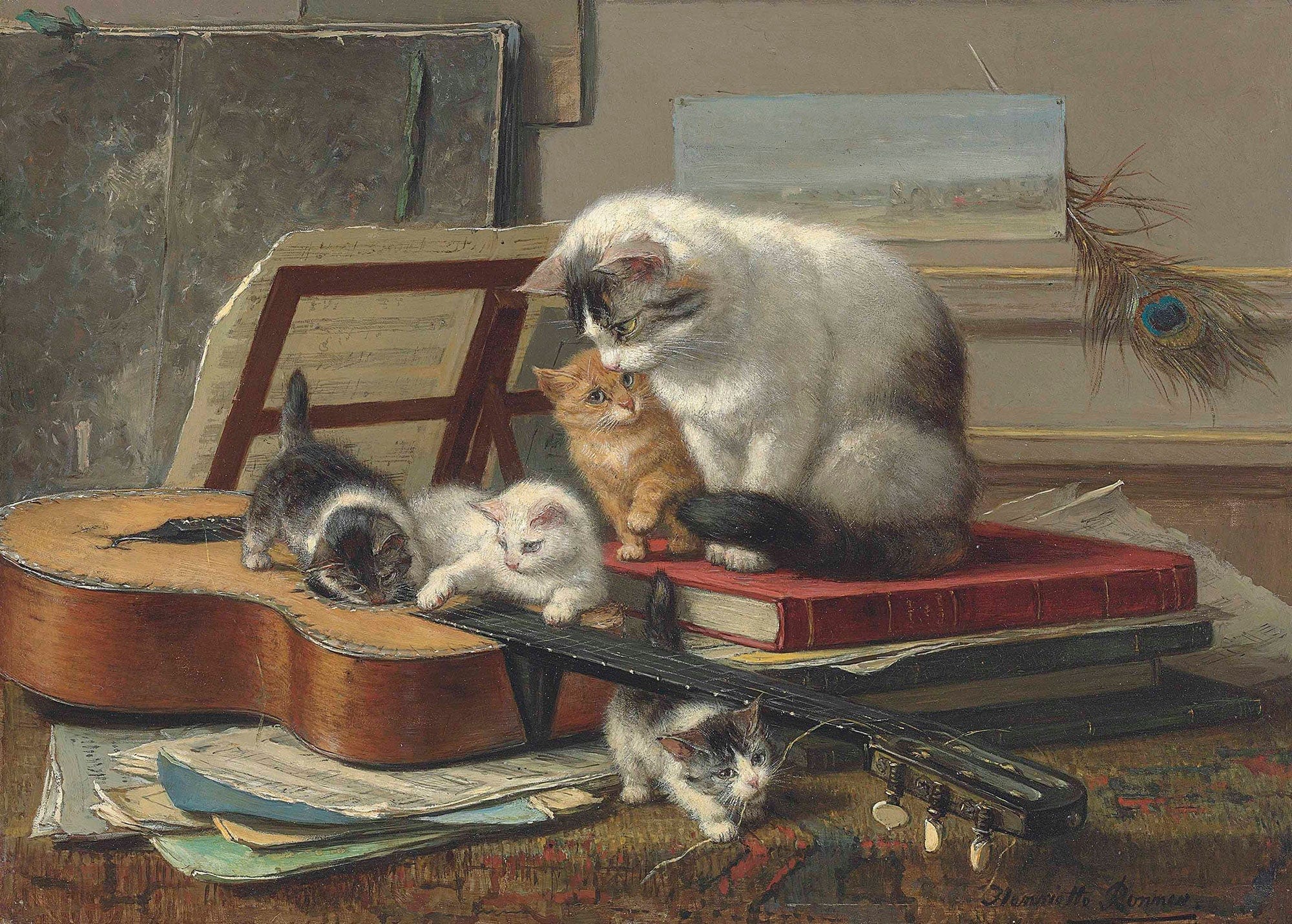 The Music Lesson by Henriette Ronner Knip