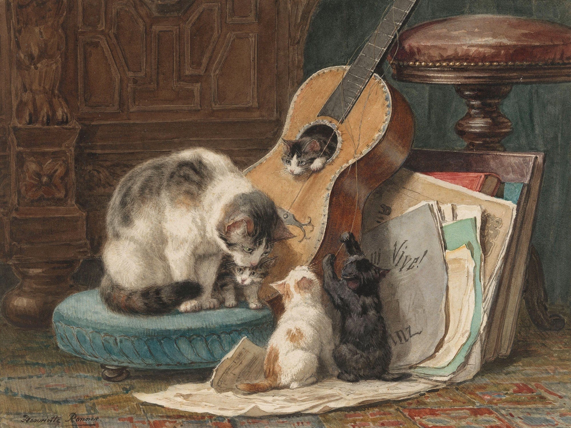 The Musicians C by Henriette Ronner Knip
