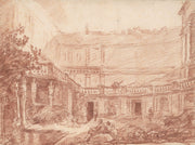 The Nymphaeum Of The Villa Di Papa Giulio Rome by Hubert Robert