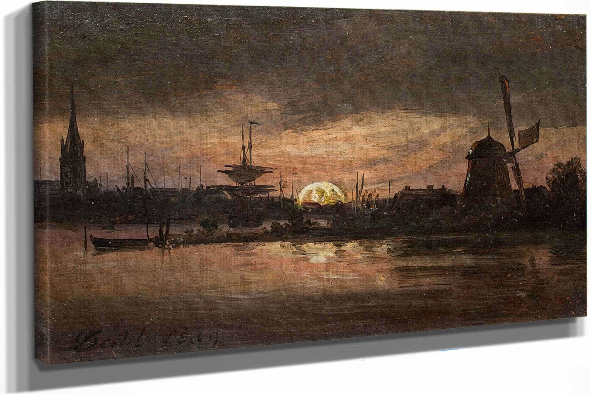 The Oder Near Swinemunde In Moonlight by Johan Christian Dahl