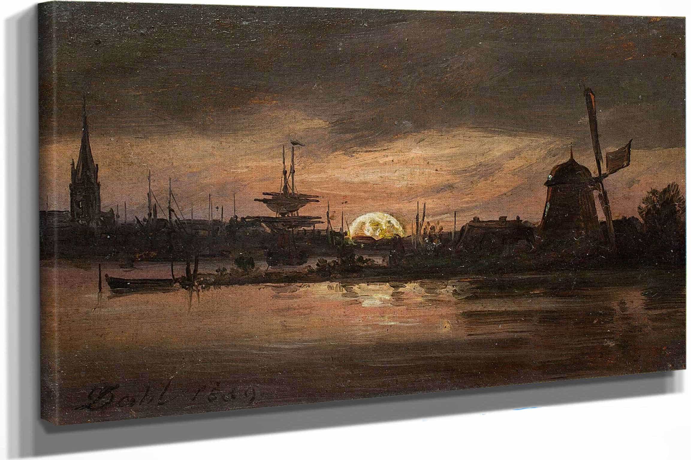 The Oder Near Swinemunde In Moonlight by Johan Christian Dahl
