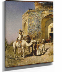 The Old Blue Tiled Mosque Outside Of Delhi India by Edwin Lord Weeks