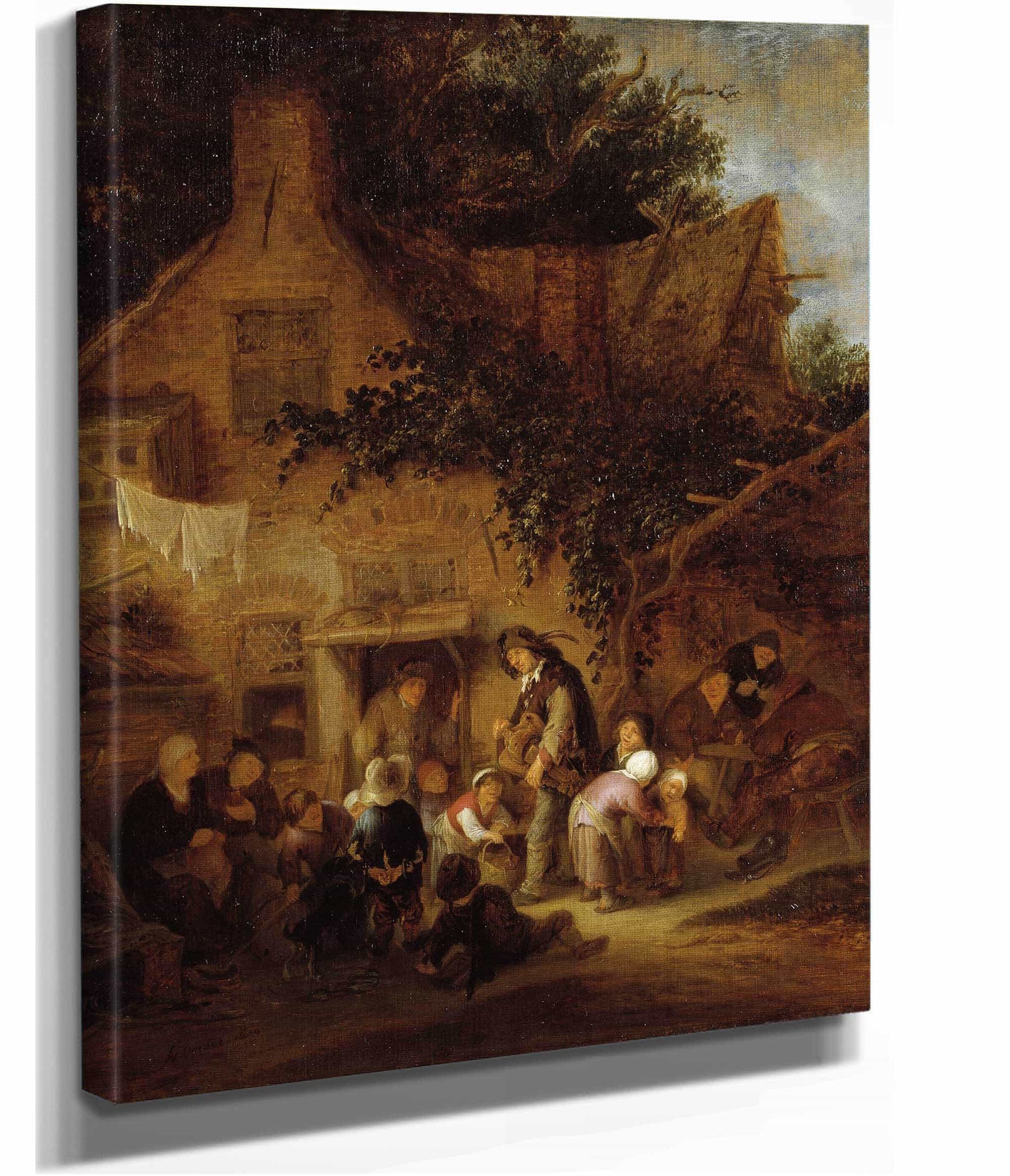 The Organ Grinder Outside A Cottage by Adriaen Van Ostade