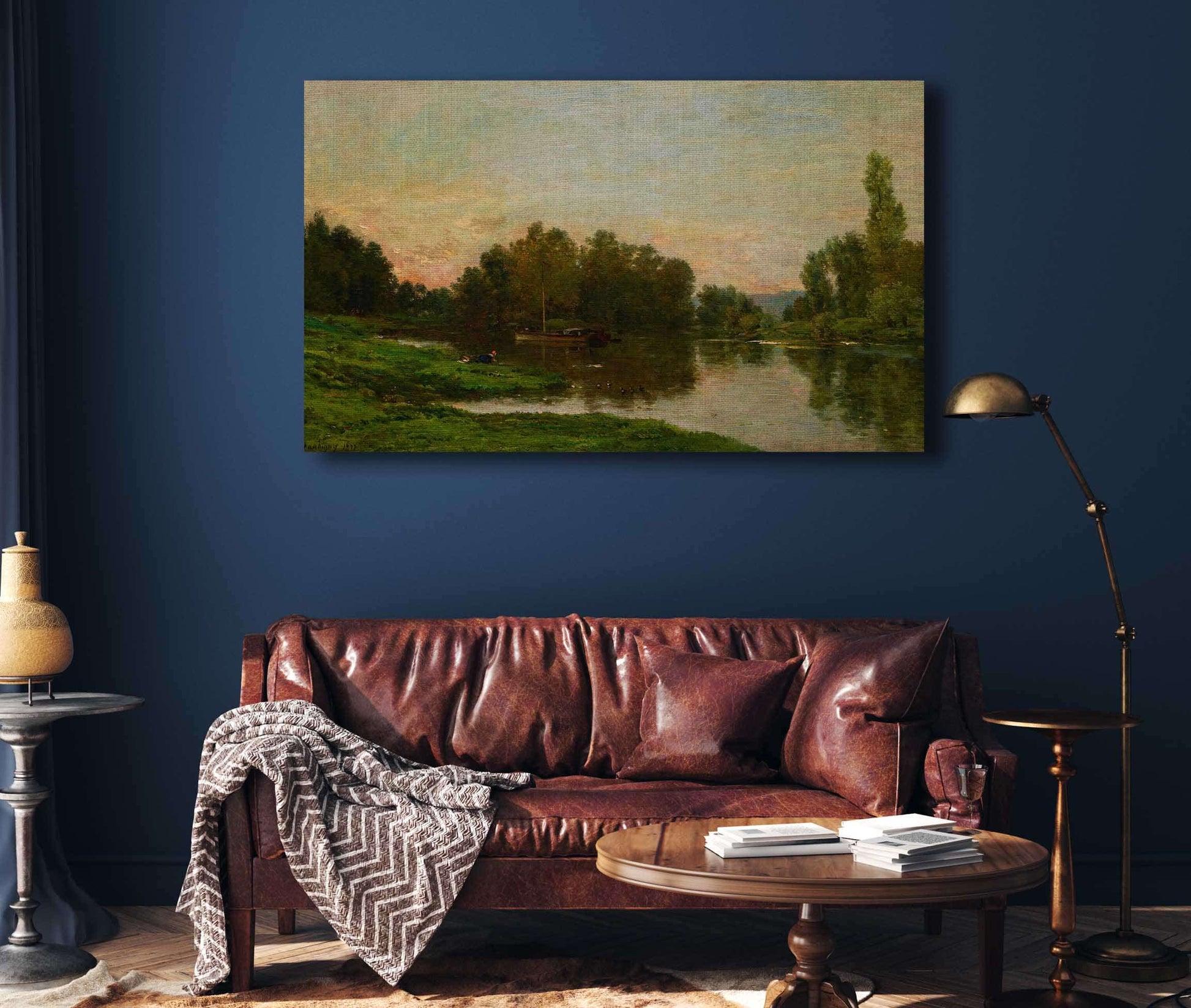 The Painters Barge At The Ile De Vaux On The Oise River by Charles Francois Daubigny