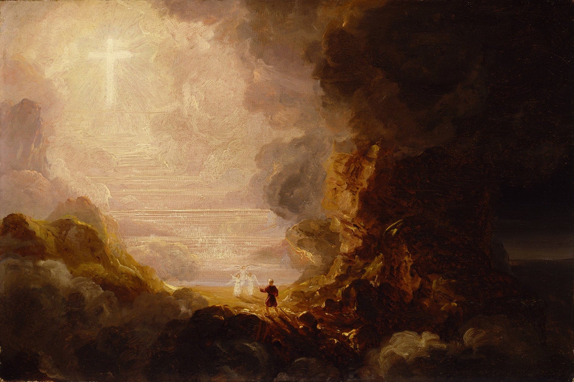 The Pilgrim Of The Cross At The End Of His Journey Study For Series The Cross And The World by Thomas Cole