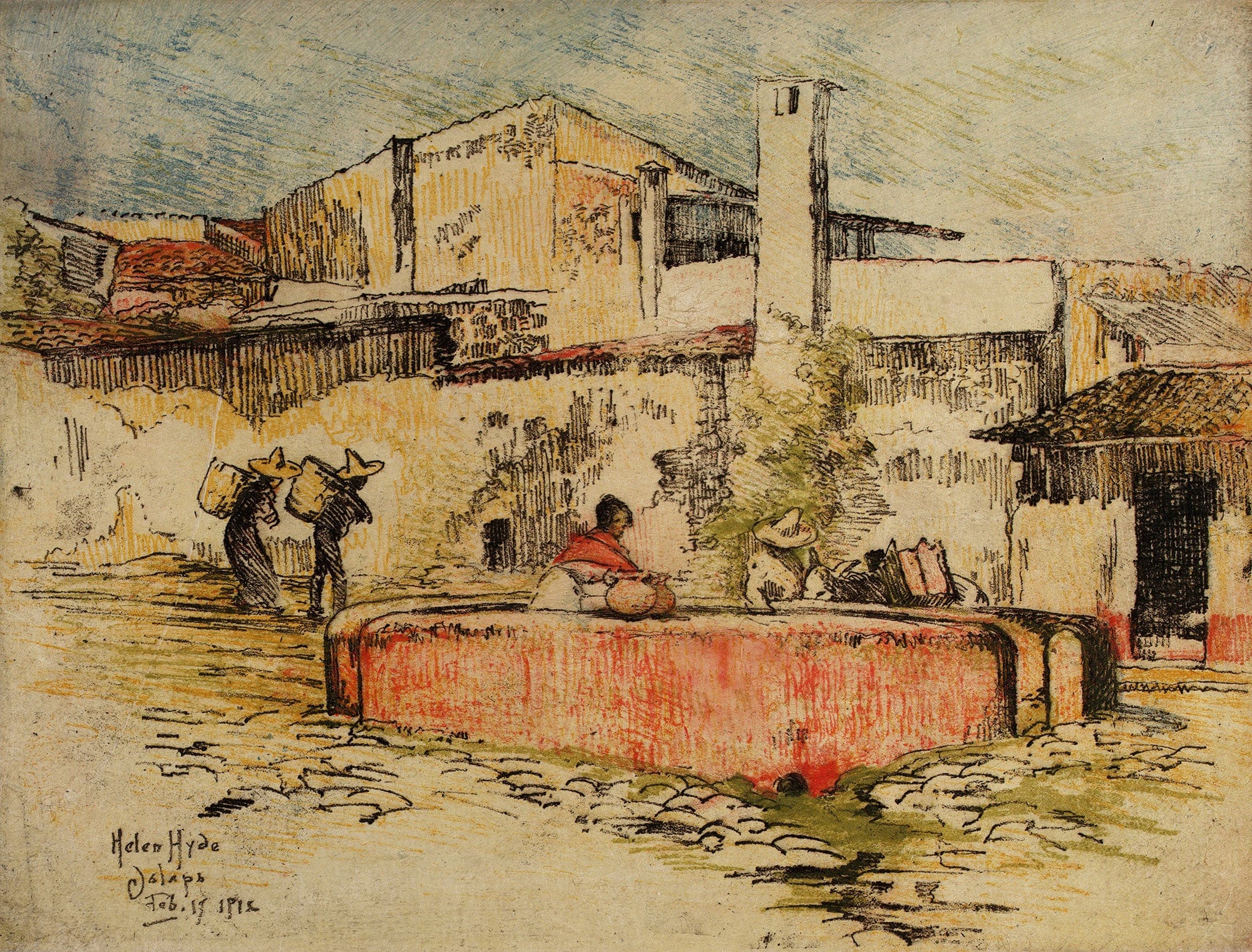 The Pink Fountain At Jalapa by Helen Hyde