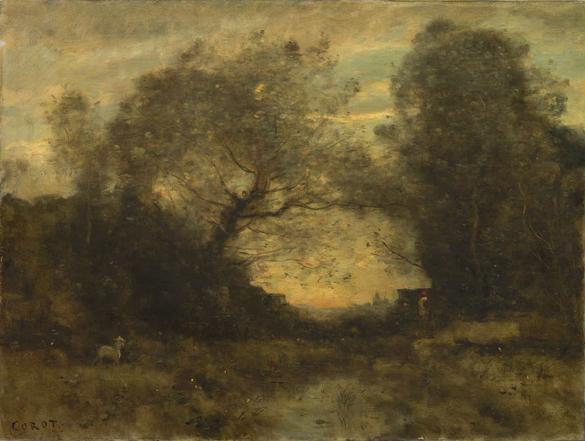 The Pond At The Entrance Of The Woods by Jean Baptiste Camille Corot