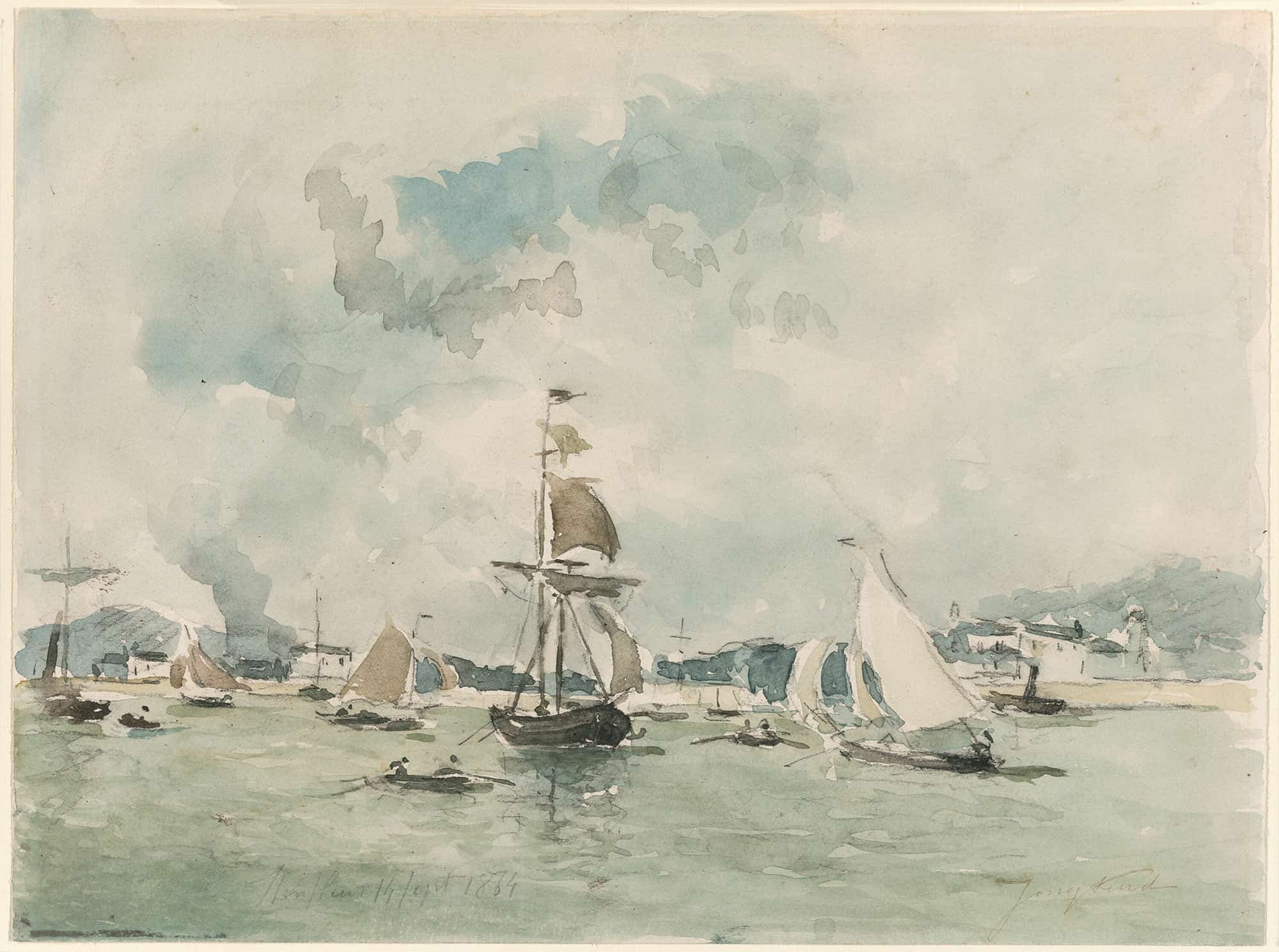The Port Of Honfleur by Johan Barthold Jongkind