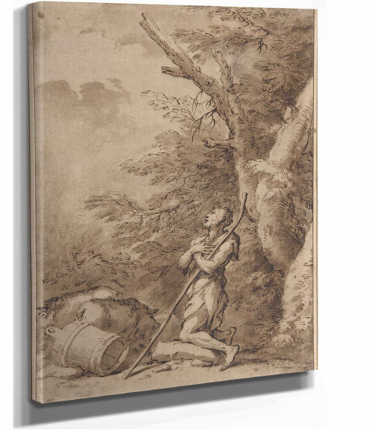 The Prodigal Son Kneeling Repentant Among Swine   by Salvator Rosa