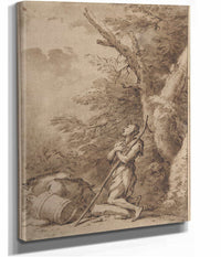 The Prodigal Son Kneeling Repentant Among Swine   by Salvator Rosa