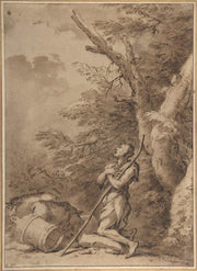 The Prodigal Son Kneeling Repentant Among Swine   by Salvator Rosa