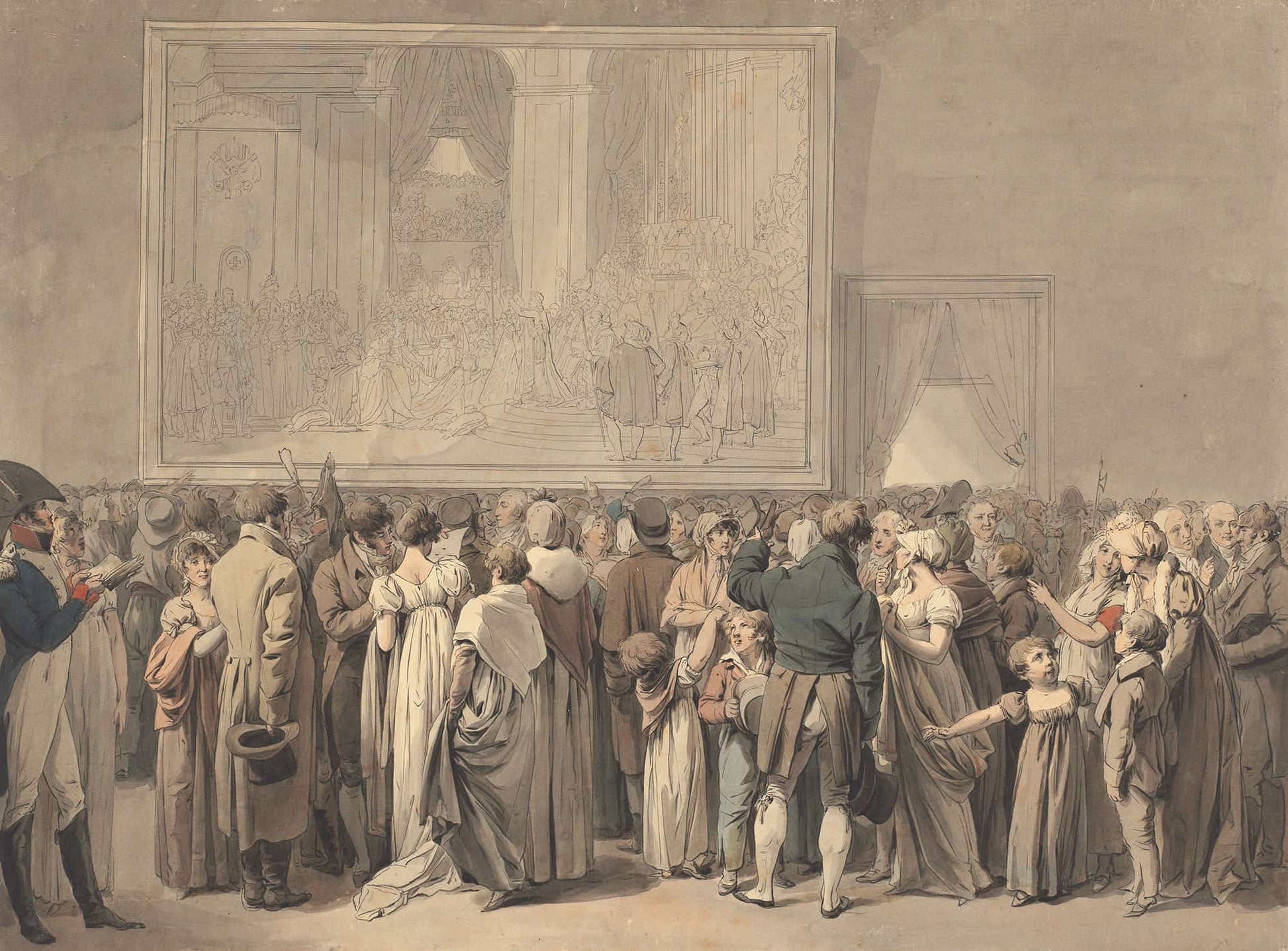 The Public In The Salon Of The Louvre Viewing The Painting Of The Sacre Begun by Louis Leopold Boilly