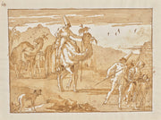 The Punchinello Riding A Camel At The Head Of A Caravan Late S by Giovanni Domenico Tiepolo