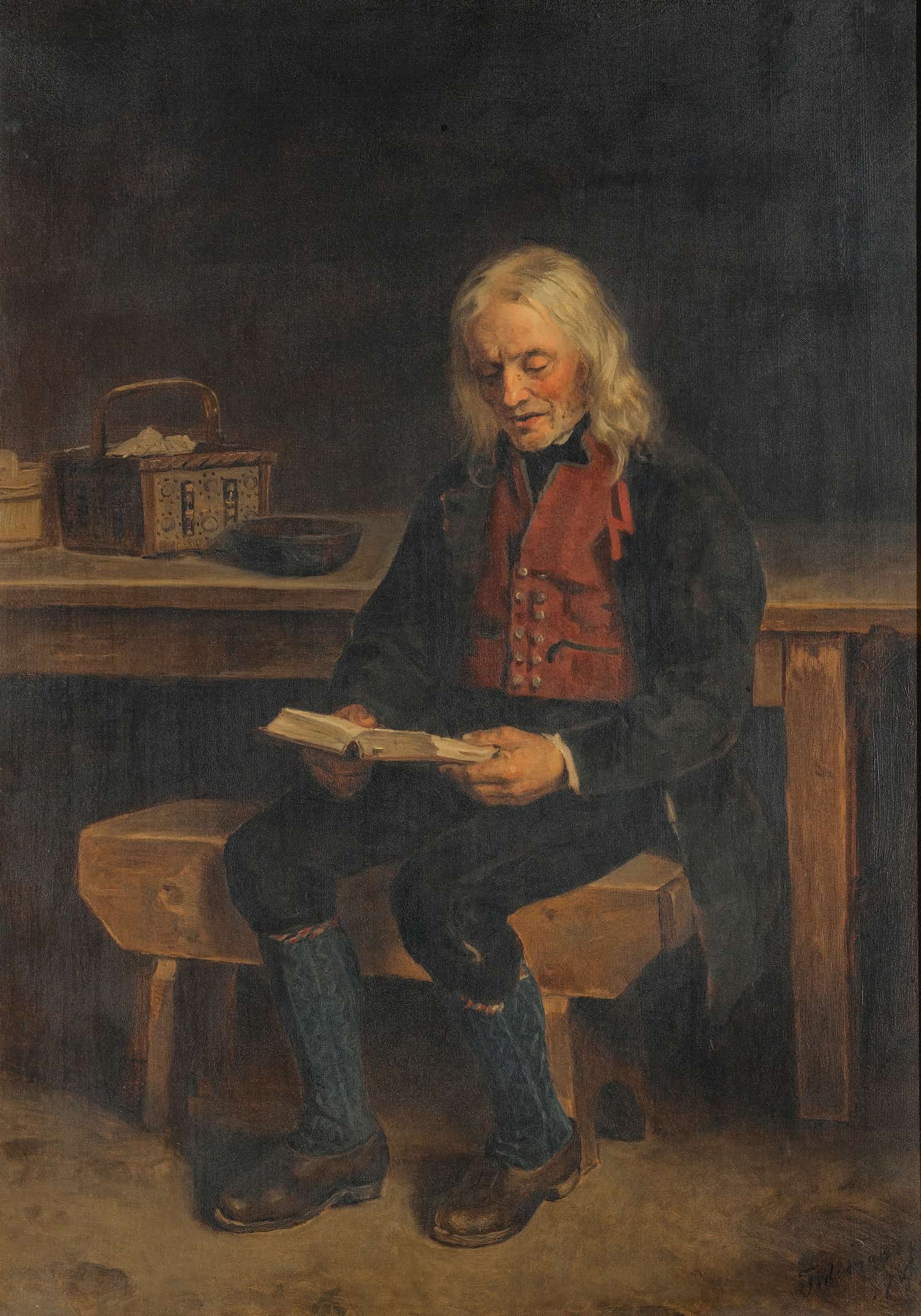 The Reader Jan Tanne by Adolph Tidemand