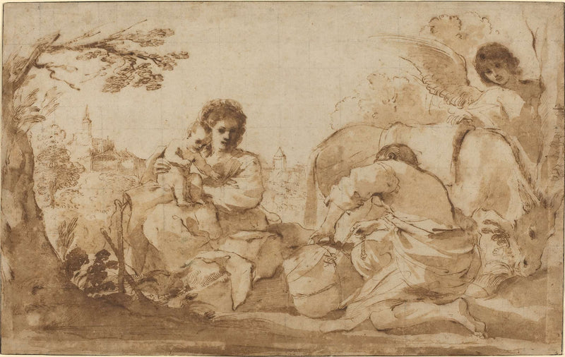 The Rest On The Flight Into Egypt by Guercino